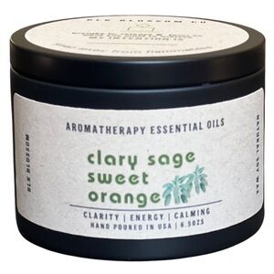 Clary Sage Sweet Orange Essential Oils Candle | Soy Wax | Handmade USA